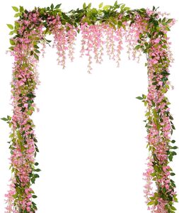 Guirlande de fleurs artificielles DAMAI Wisteria, 4 pièces, fleurs suspendues pour la maison, le jardin, les cérémonies en plein air, l'arche de mariage, la décoration florale - Product Image 1