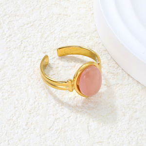 แหวนแฟชั่นรูปวงรี แหวนเปิดลายตาแมวสำหรับผู้หญิง เครื่องประดับแบบฝังขอบ ของขวัญ - Product Image 3