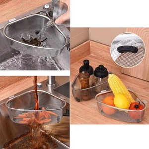 KitchenFood Catcher <b>Strainer</b> Stainless Steel Handle Triangle Tri-Holer <b>Sink</b> Filter with Mesh for Leftover Waste & Drainage - Product Image 2