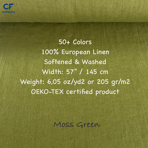 Tissu en lin 100% lavé, couleur vert mousse, tissu doux de poids moyen, vêtements de taille moyenne, textiles de maison, lin européen - Product Image 3