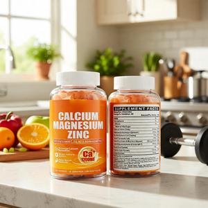 Bonbons gélifiés au complexe de citrate de calcium avec glycinate de magnésium, zinc et ashwagandha, saveur orange, pour l'énergie quotidienne des adultes - Product Image 3