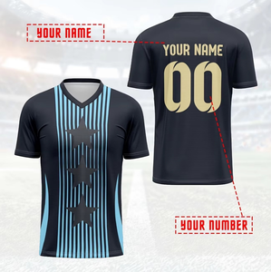 Jersey Sepak Bola Warna Tim Kustom Pendek Bernapas Cepat Kering Perlindungan UV Poliester Sublimasi 3D Bordir Nama Nomor - Product Image 2