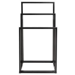 Porte-serviettes en métal noir à 3 couches Cintre <span class=keywords><strong>de</strong></span> rangement en fer <span class=keywords><strong>de</strong></span> salle <span class=keywords><strong>de</strong></span> <span class=keywords><strong>bain</strong></span> avec support en bois Cuisine Utilisation intérieure Conception OEM - Product Image 2