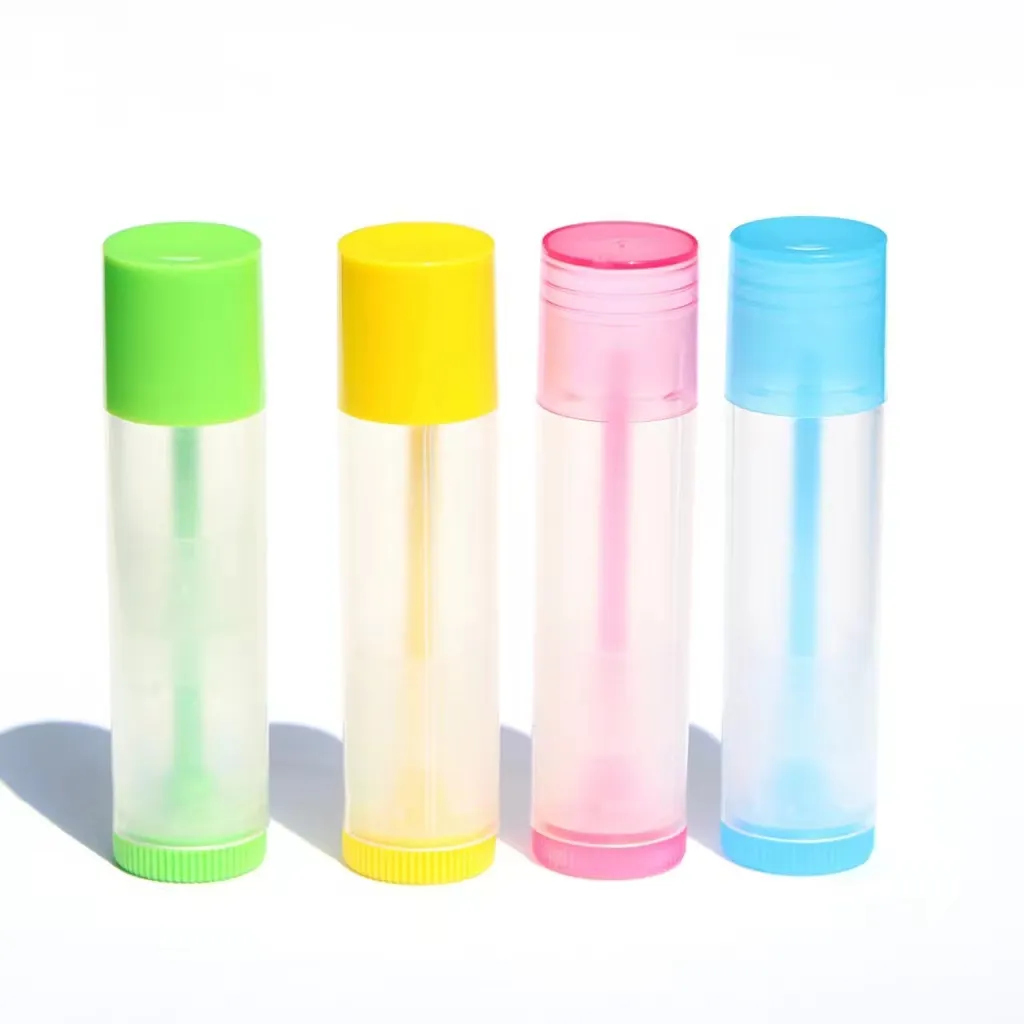 Empty Lip Balm Tube Container Candy Color Plastic Environmental Protection 5g Lipstick Tubes Cosmetic Packing Custom Logo