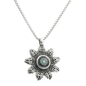Stainless Steel Flame <b>Compass</b> Pendant Men's Necklace Retro Punk Style Geometric Flower Design Gift Jewelry 280597 - Product Image 5