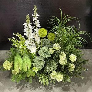 Decoración Floral Realista para el Pasillo de Boda, <span class=keywords><strong>Ramo</strong></span> de <span class=keywords><strong>Flores</strong></span> Artificiales Verdes y Blancas de 70 cm para Eventos de Boda - Product Image 4