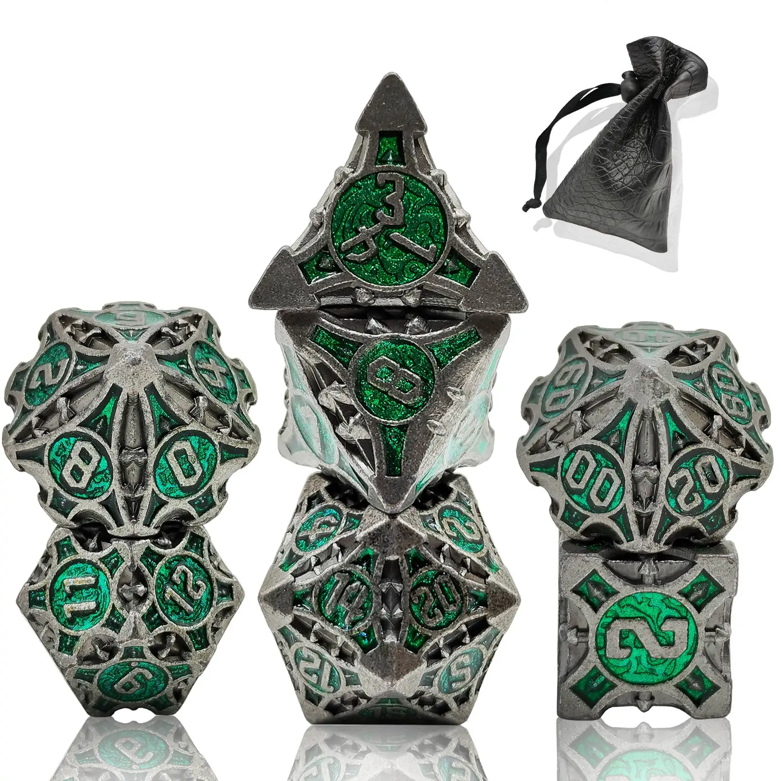 Custom Polyhedral Zinklegering Casino Dobbelstenen Dungeons & Dragons Game Tips Dobbelstenen Sets Oude D & D Metal Dice Sets groothandel