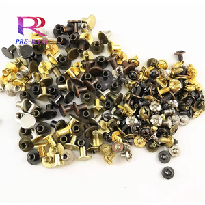 Paku keling topi ganda dua sisi perak hitam emas 8 mm DIY topi keling baja tahan karat kuningan paku keling kancing kulit - Product Image 4