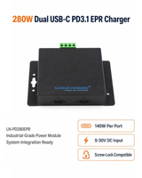 LNLEE Chargeur Industriel 280W Double USB-C PD3.1 EPR 28V 140Wx2 à Vis pour Stockage d'Énergie, Station Portable, Kiosque