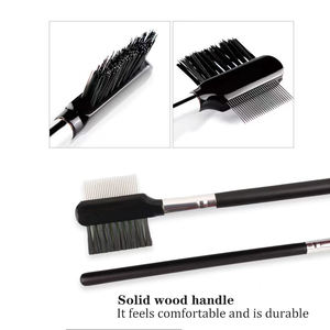 2-in-1 ポータブルまつげ眉毛ブラシセット 金属歯まつげコーム 再利用可能な眉毛ブラシ-環境に優しい多目的アイメイク - Product Image 4