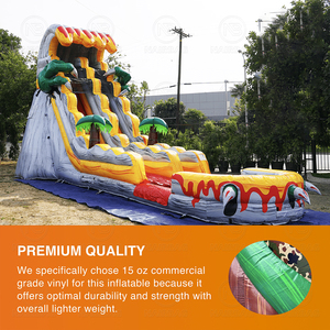 <strong>T</strong>-Rex Jungle Theme Inflatable <strong>Slide</strong> Commercial Grade Backyard Blow up Water <strong>Slides</strong> With Pool for Kids and Adults With Blower - Product Image 2