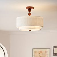 Plafonnier semi-encastré en laiton avec abat-jour en tissu double couche, luminaire suspendu moderne pour salon et maison