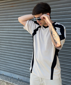 T-shirt à manches courtes col rond T-shirt patchwork homme T-shirt blanc <span class=keywords><strong>100</strong></span> pur coton - Product Image 4