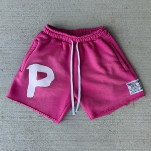 Shorts de sport de haute qualité fabriqués en usine, à cordon de serrage, épais, lavés, avec logo personnalisé, imprimés en relief, décontractés, à taille élastique - Product Image 3