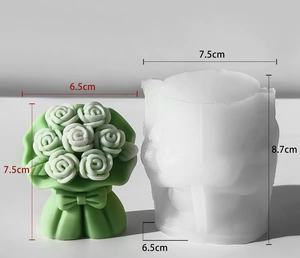 <span class=keywords><strong>Kit</strong></span> de fabrication artisanale de bougies 3D en plâtre aromathérapeutique, savon et résine, moule en silicone pour bouquet de roses superposé, moule en silicone pour bouquet de roses - Product Image 6
