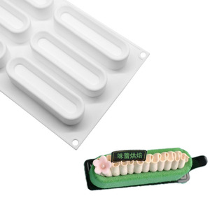 6-Cavity Long Silicone Mousse Mold Rectangle Shape For Cake Chocolate Ice Cream DIY Baking - Product Image 4