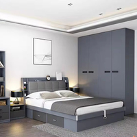 Lit double multifonctionnel moderne avec plateforme et rangement, meubles de chambre à coucher, lits en bois de taille king avec tiroirs