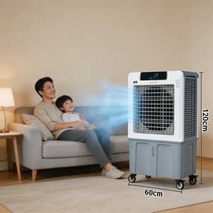 Ventilateur rafraîchisseur d'air évaporatif mobile 3-en-<span class=keywords><strong>1</strong></span> avec réservoir d'eau, équipement de refroidissement multifonctionnel pour café, commerce et espace de travail extérieur - Product Image 4