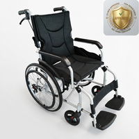 Fauteuil roulant pliable autopropulsé, fauteuil roulant manuel en acier avec grandes roues arrière et poignées, chaise médicale pour adultes et personnes âgées
