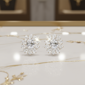 Orecchini a Perno con Fiore Baochu in Argento 925, Cristallo e Strass, Montatura a Griffe, Gioielli Romantici da Sposa per Donne - Product Image 2