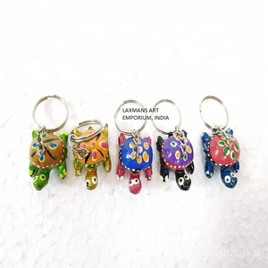 Multi Colour Lac Made <strong>Turtle</strong> Hand Painted <strong>Key</strong> <strong>Chain</strong> Pack of 10 for Wholesale <strong>Supplier</strong> From India - Product Image 1