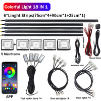 Nueva Lámpara LED para Auto 18 en 1, 14 en 1, 64 Colores, Decoración Interior de Fibra Óptica, Luz Ambiental RGB con Control por Aplicación