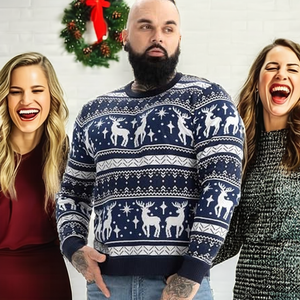 Pulls pour hommes, <span class=keywords><strong>pull</strong></span> <span class=keywords><strong>de</strong></span> Noël moche unisexe, motif écossais épais et amusant, <span class=keywords><strong>pull</strong></span> festif tricoté Fair Isle pour l'hiver et les fêtes - Product Image 2