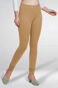 Stylish <b>Women</b> Beige Ankle Length Leggings Soft Fabric Slim Fit Everyday Wear Bottoms - Product Image 2