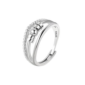 Best Selling Lucky Anxiety Rotating Beads <b>Ring</b> Adjustable Copper Rhodium Plated <b>Stress</b> Relief Jewelry For Women - Product Image 1