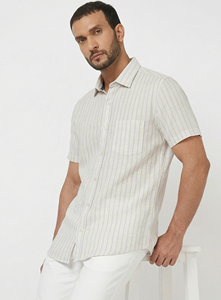 Men Linen Striped Shirt Slim Fit Casual Breathable Summer Wear Long Sleeve Premium Export Quality Supplier - Product Image 3