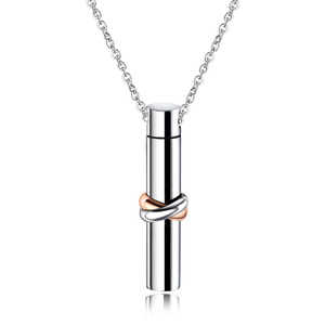 Kalung Guci Kremasi Kaca dengan Cincin Mengkilap, Kalung Liontin Silinder Sekrup Bulat, Kalung Liontin Abu Pelapis Wanita - Product Image 3