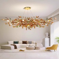 Ginkgo feuille salon arbre lustre designer duplex vide villa escalier lumière luxe lumière décorative