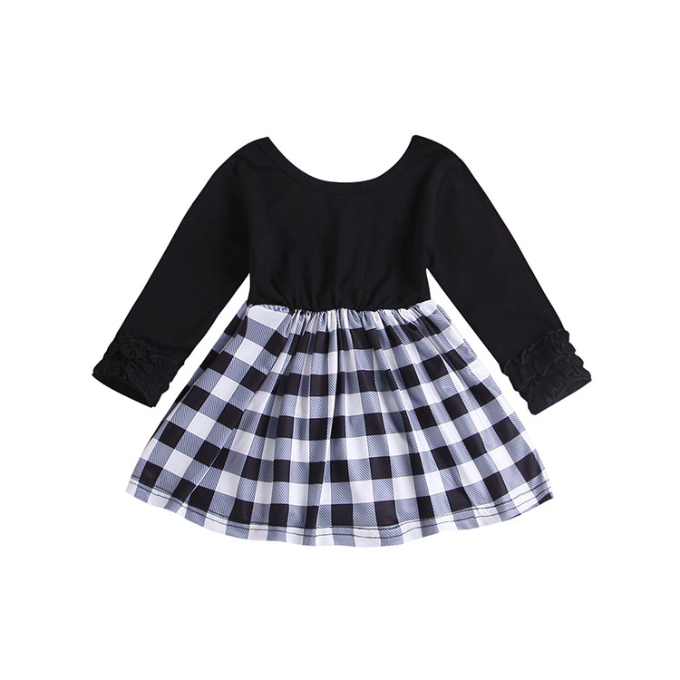 Одежда для девочек черного цвета с длинными рукавами платье для маленьких девочек; Весенняя одежда для детей