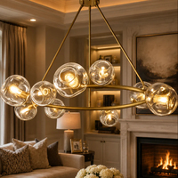 Lustres suspendus de luxe sur mesure pour hall d'hôtel, grands luminaires modernes en verre et cristal doré pour plafond