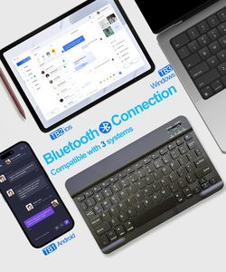 10 "siêu mỏng BT xách tay mini Bàn phím không dây có thể sạc lại bàn phím cho <span class=keywords><strong>Apple</strong></span> <span class=keywords><strong>iPad</strong></span> <span class=keywords><strong>iPHONE</strong></span> Samsung Máy tính bảng iOS Android - Product Image 2