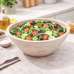 Tazón para Ensalada de Madera Tallada de Primera Calidad con Vetas Naturales Claras y Forma Cónica Elegante, Apto para Lavavajillas y Ecológico - Product Image 4