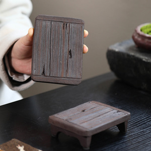 Support carré en bois pour théière en argile violette de Yixing, support à thé pour table de préparation à sec, matériau Zisha - Product Image 2