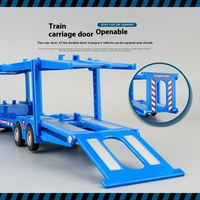 Remorque de camion en alliage double couche à plat avec effets sonores et lumineux Jouet de transport de voiture pour petites voitures Mécanisme de traction pour enfants en métal