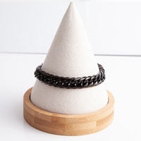Bijoux de Hip-Hop en acier inoxydable pour hommes, en plaqué or, argent, noir, Double boucle, épais