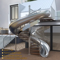 Escalier en colimaçon industriel compact personnalisé avec glissière, antidérapant, extérieur, en acier inoxydable 304