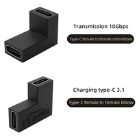 USB-C Adaptor Female Ke Female, 90 Derajat Siku PD 100W USB 3.2 Gen2 Tipe-c 10G Data Coupler Extender untuk MacBook Tablet