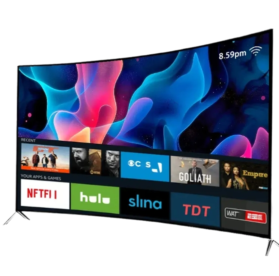 Wholesale 4K Curved Screen Hotel TV 65 Inch UHD Android Smart LED TV with LAN Interface Black TV Motherboard