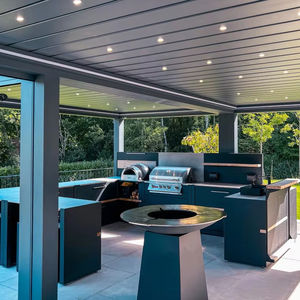 Youya Camping Luxury Outdoor <strong>Kitchen</strong> Cabinets with Sink &amp; Fridge 304 Stainless Steel Outdoor L-shaped <strong>Kitchen</strong> with Pergola - Product Image 1