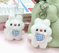 Mini Lapin en Peluche Mignon et Doux de 12 cm, Porte-clés Lapin Blanc, Petite Poupée Breloque de Sac avec Jouets en Peluche en Coton PP