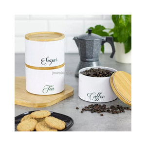 Nhà Bếp Xếp Chồng Hộp Trà Đường Cà Phê <span class=keywords><strong>Jar</strong></span> Lưu Trữ Canister <span class=keywords><strong>Set</strong></span> Với Nắp Tre Kim Loại Lưu Trữ Container Bộ <span class=keywords><strong>3</strong></span> - Product Image 4