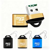 Lector de Tarjetas Externo USB 2.0 con Tapa de Plástico y Aluminio, Llavero, Alta Velocidad, Adaptador OTG para Tarjetas de Memoria TF/SD para PC y Laptop