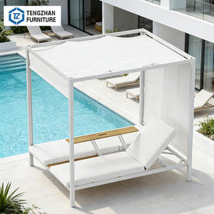 Chaise longue <span class=keywords><strong>de</strong></span> luxe pour <span class=keywords><strong>jardin</strong></span>, villa, plage, en aluminium, double, pour piscine, <span class=keywords><strong>salon</strong></span> <span class=keywords><strong>de</strong></span> <span class=keywords><strong>jardin</strong></span> carré - Product Image 4