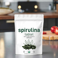 Protéine végétalienne de haute qualité en marque propre, poudre de chlorelle et de spiruline biologique en comprimés pour la santé digestive