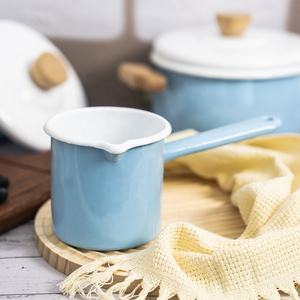 Juegos de utensilios de cocina con revestimiento de esmalte de hierro antiadherente, sartenes azules nórdicas antiadherentes de grado alimenticio LFGB al por mayor - Product Image 3