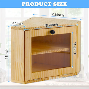 Boîte à pain en bois à double couche avec porte en acrylique pour le rangement du pain et des pâtisseries sur le comptoir de cuisine - Product Image 4